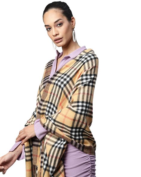 Checked Stole with Fringe Price in India