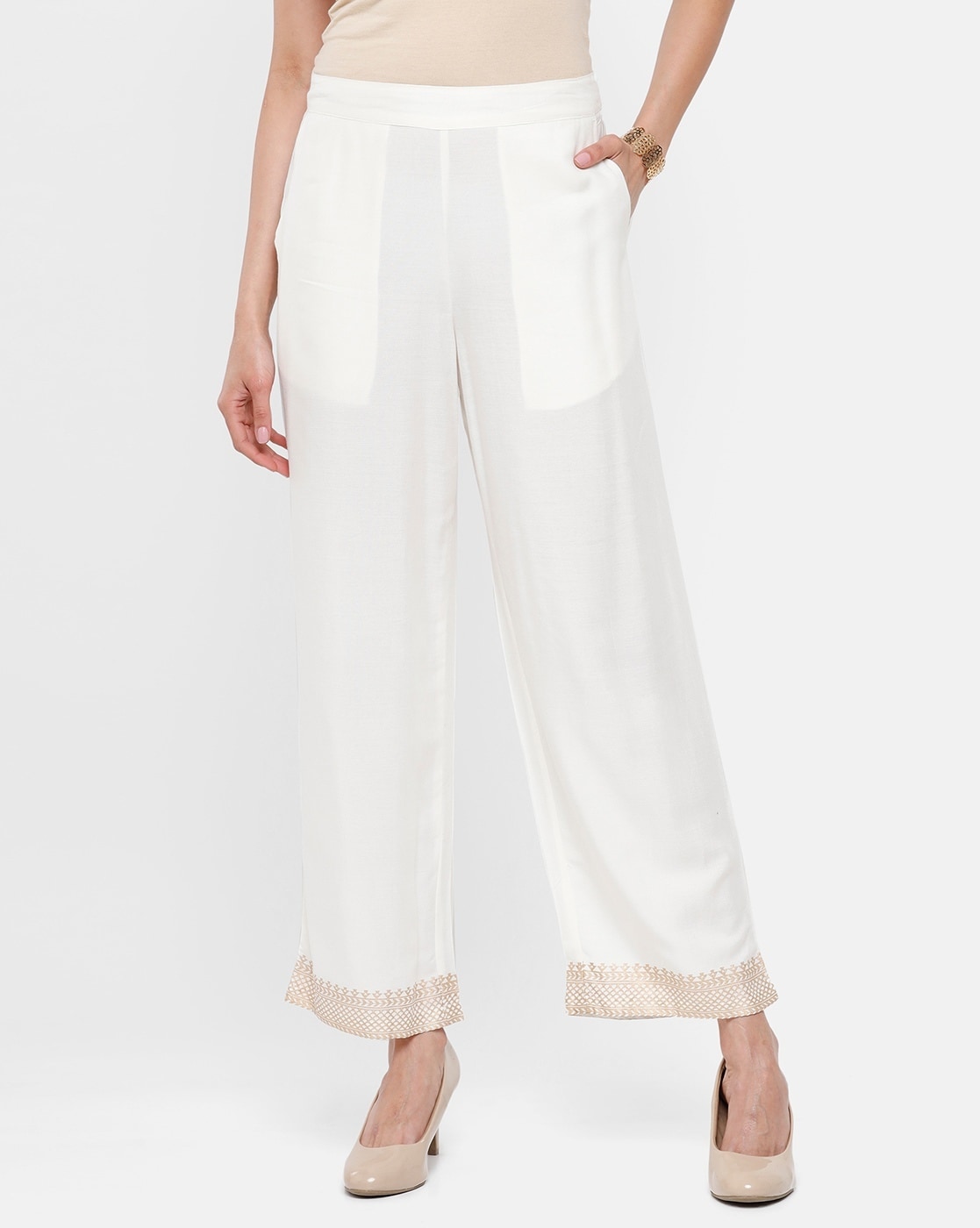 Buy White Trousers & Pants for Women by LYRA Online | Ajio.com