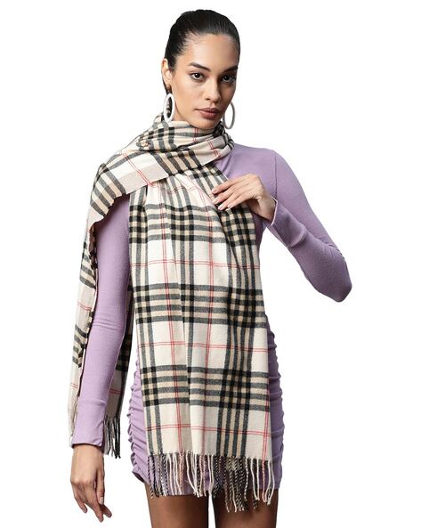 Checked Stole with Fringe Price in India