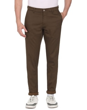 Buy Men Khaki Regular Fit Trouser Online in India - Monte Carlo