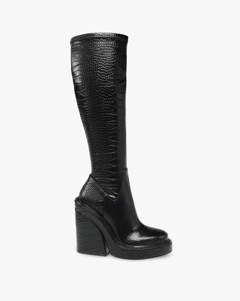 Steve madden black online croc boots