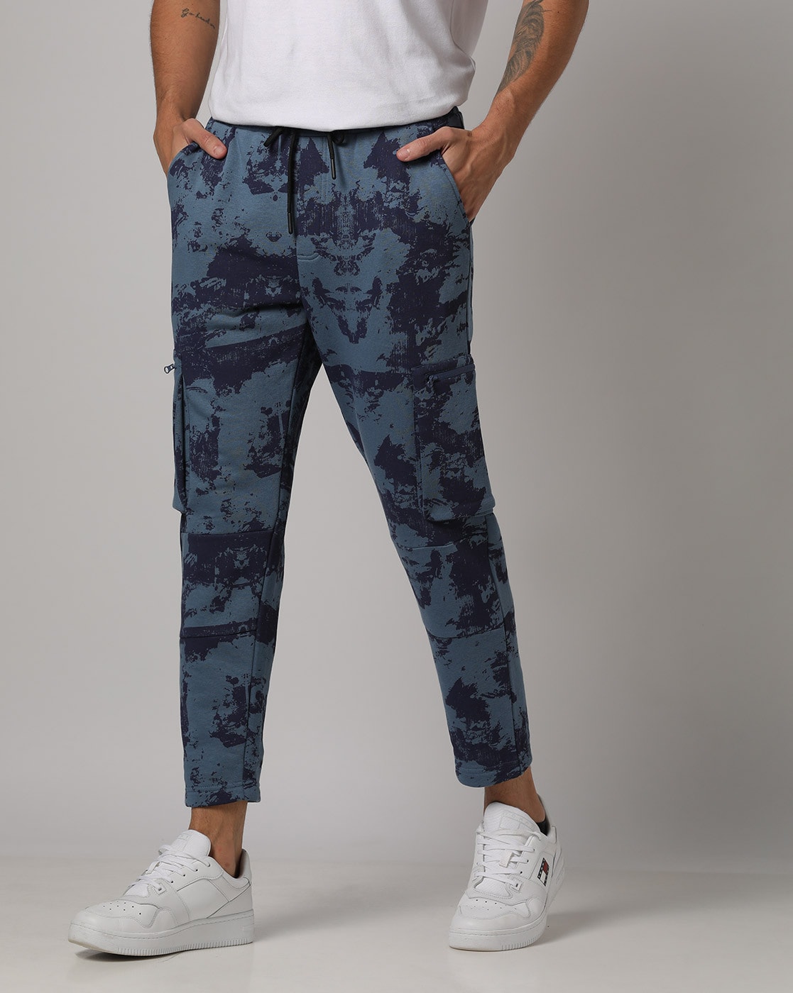 NWT Men's Nathan Blue White Camouflage Camo Belted Cargo Pants ALL  SIZES/LENGTHS | eBay