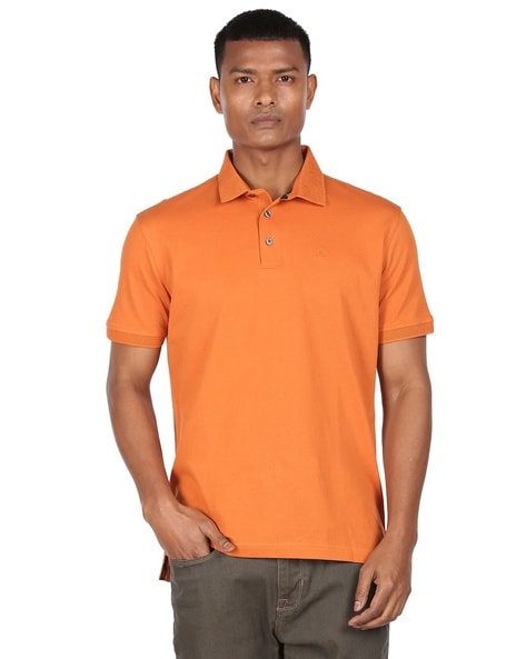 Orange collar t shirt best sale