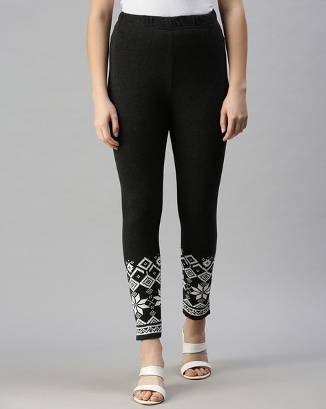 Dark Grey Geometric Print High Waist Leggings