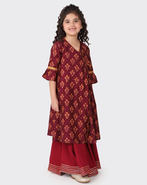 Buy Yellow Cotton Hand Embroidery 3Pc Lehenga Set for Kids Online at  Fabindia | 20114131