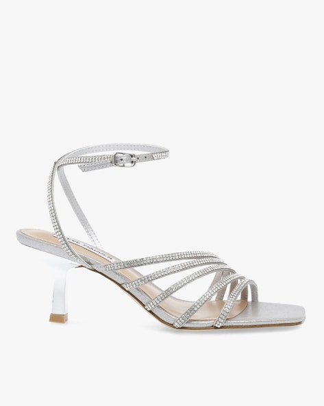 Steve Madden Unleash heeled sandals in ivory satin | ASOS