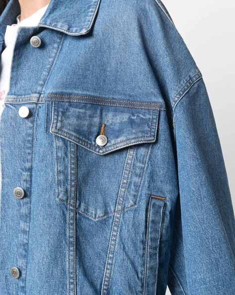 ASOS DESIGN oversize 90's denim jacket in midwash blue | ASOS