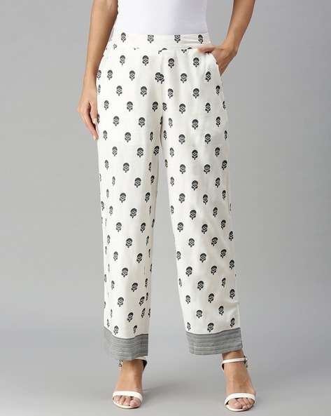 Palazzo Pants - Natural white/floral - Ladies