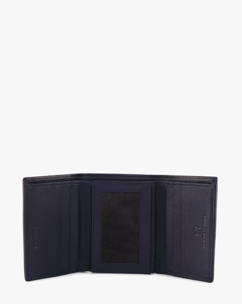 Navy Embossed Trifold Wallet