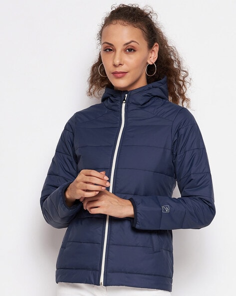 Buy Roadster Women Navy Solid Padded Jacket - Jackets for Women