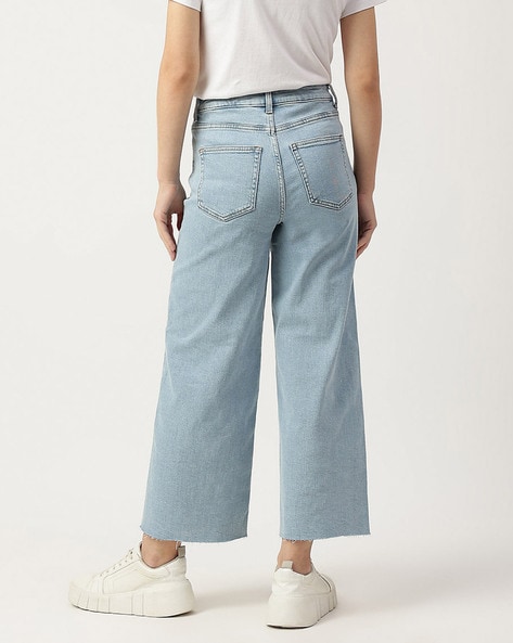 Women High-Rise Wide Leg Jeans with Utility Pockets