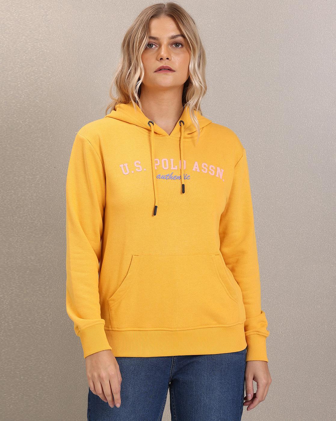 Buy Ochre Yellow Sweatshirt Hoodies for Women by U.S. Polo Assn