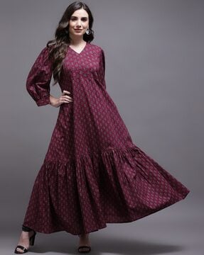 Maroon Color Weaving Work Rangoli Silk Gown Dress