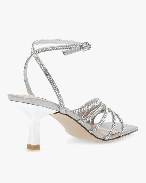 Women Silver Embellished Sandal – ShoeTree