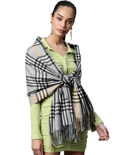 Checked Stole with Fringe Price in India