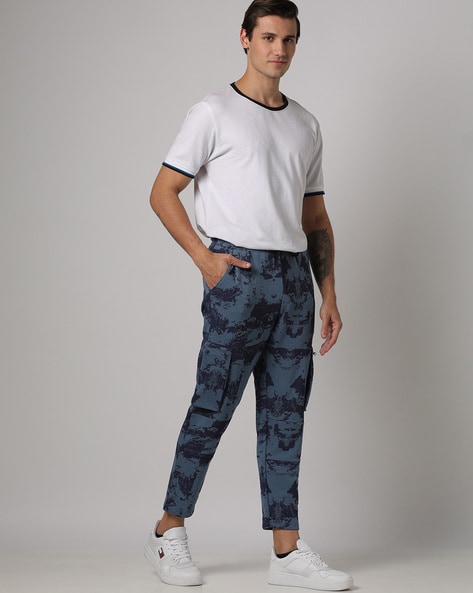 Buy Blue Washed Camo Print Cargo Trousers  40R  Trousers  Tu