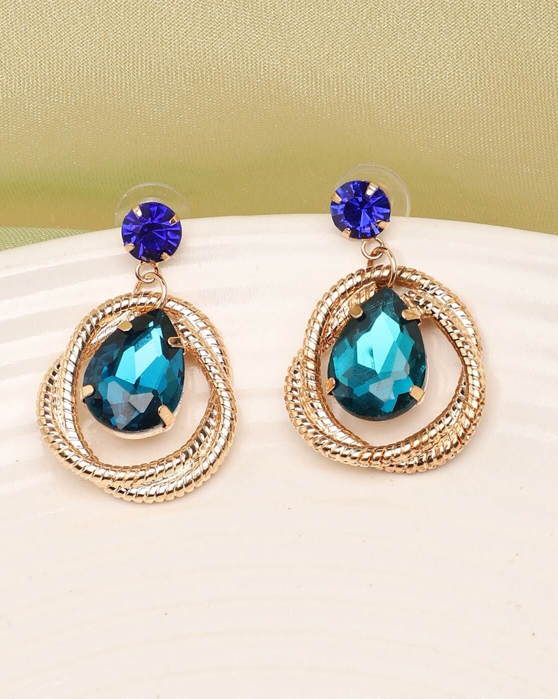 Buy Silver-Toned & Blue Earrings for Women by La Soula Online | Ajio.com