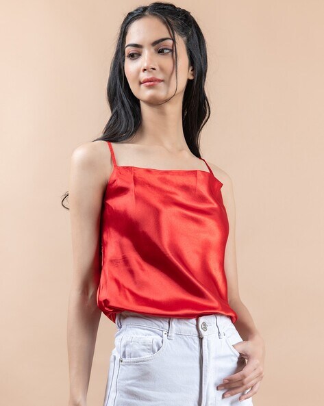 Red best sale satin top