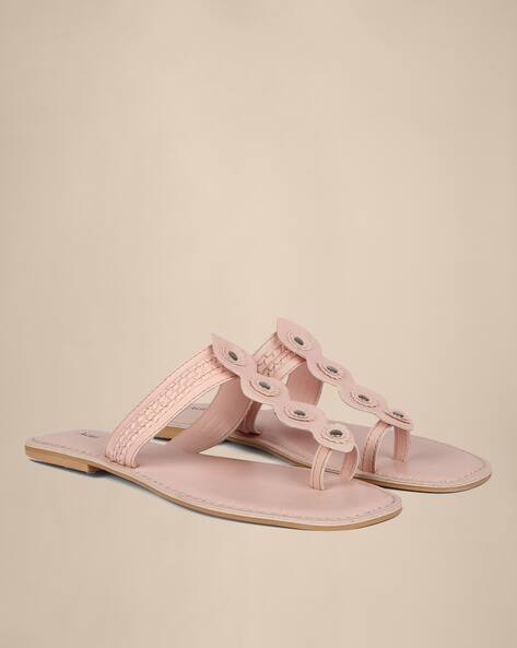 Acai Embellished T-Strap Flat Sandals