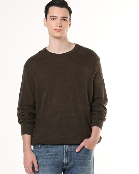 Slim Fit Crew Neck Pullover with Drop Shoulder Sleeves