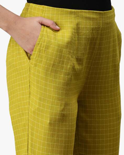 Cute yellow plaid pants!! Worn a couple times but... - Depop