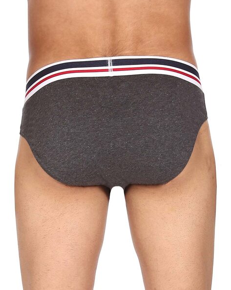 Panelled Low-Rise Briefs with Elasticated Waistband