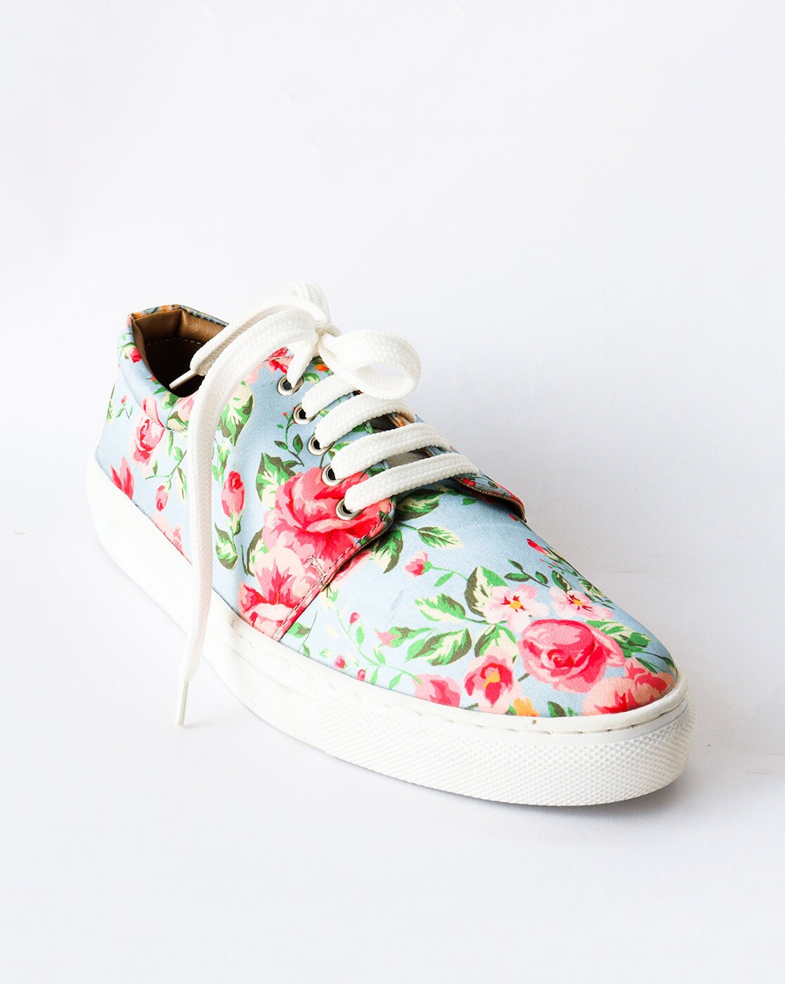 Women's Fashion Flat Sneakers Floral Print Lace Side Zipper - Temu