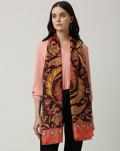 Floral Print Silk Stole Price in India