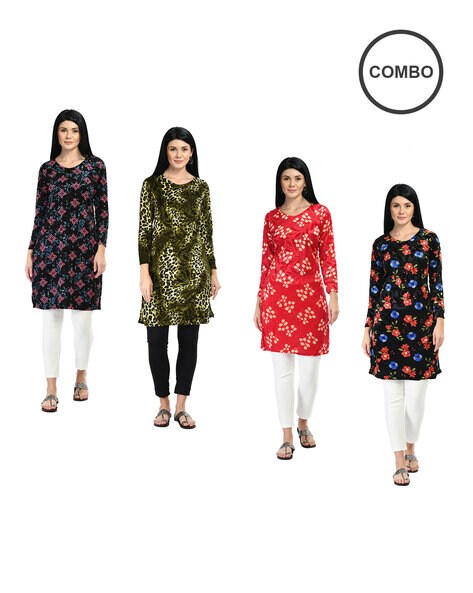 Buy Pack of 4 Cotton Printed Kurtis by Pakhi (4CK1) Online at Best Price in  India on Naaptol.com