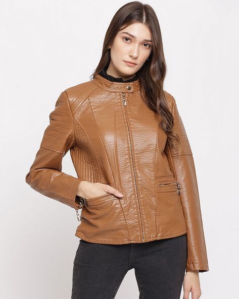 Buy online Women Brown Solid Jacket from western wear for Women by Showoff  for ₹1689 at 60% off | 2024 Limeroad.com