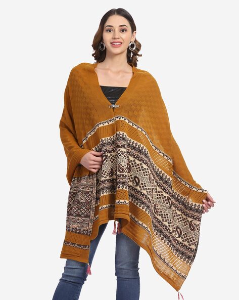 Checked Open-Front Poncho Price in India