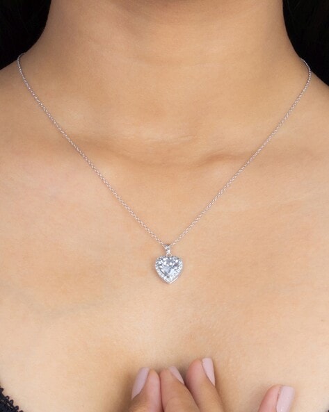 Naava 9ct White Gold 0.02ct Diamond Heart Pendant Necklace - Necklaces from  Prime Jewellery UK
