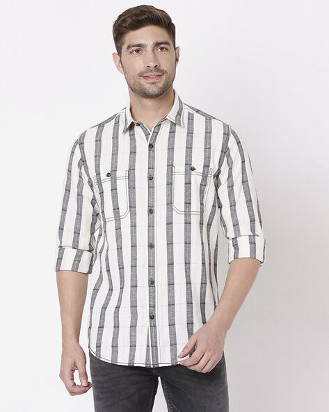 Buy Blue & White Awning Stripe Shirt Online at Muftijeans