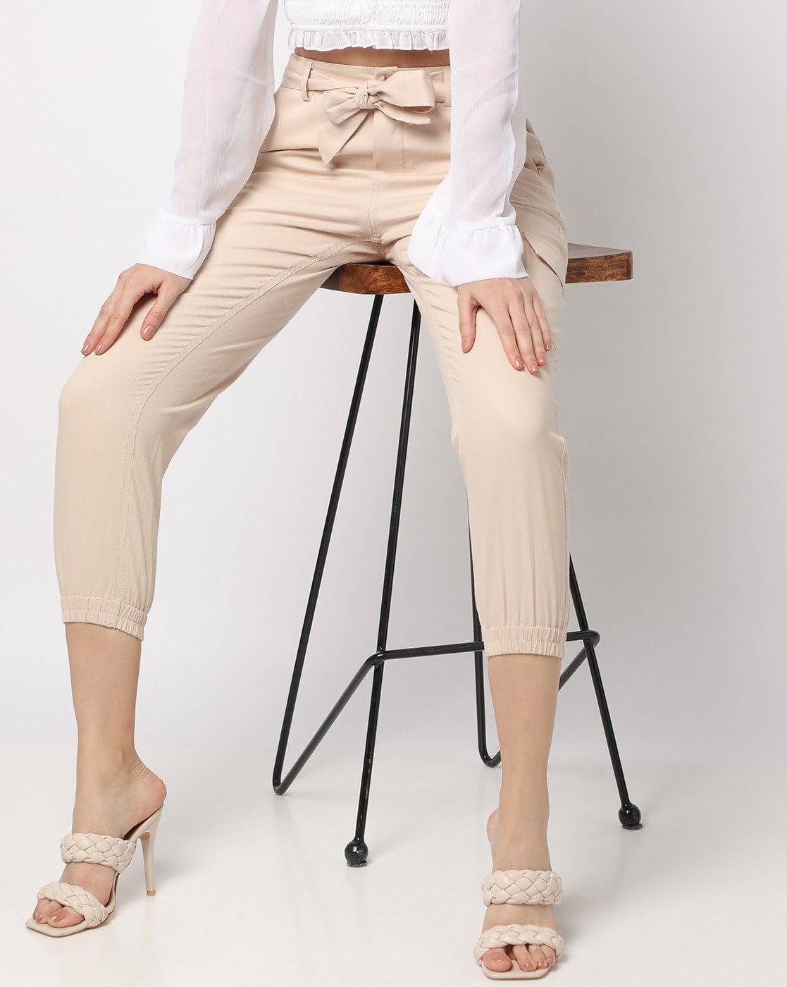 Buy Pink Trousers & Pants for Women by Styli Online | Ajio.com