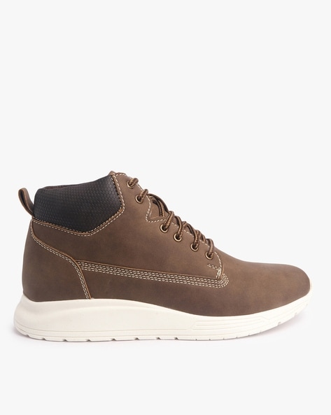 Panelled Mid-Top Lace-Up Shoes