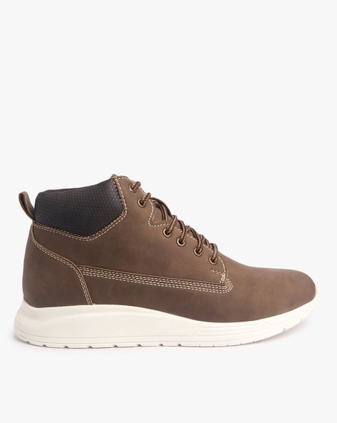 CRISTOFANO_OD Men Panelled Mid-Top Lace-Up Shoes