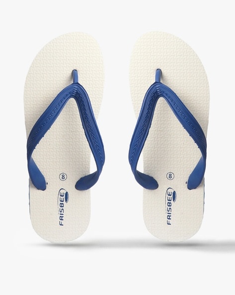 FRISBEE Thong-Strap Flip-Flops with Textured Footbed (White)