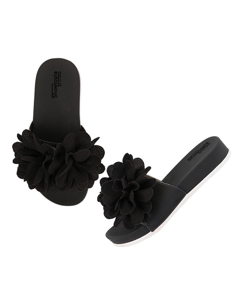 Black slippers girls new arrivals