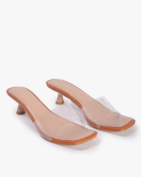 DUAL STRAP TRANSPARENT 4IN HIGH HEEL (NUDE & BLACK) at best price in New  Delhi