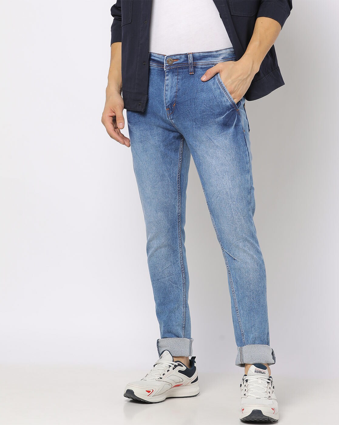 Bare Denim Men Stone Wash Ultra Slim Fit Blue Jeans - Selling Fast at  Pantaloons.com
