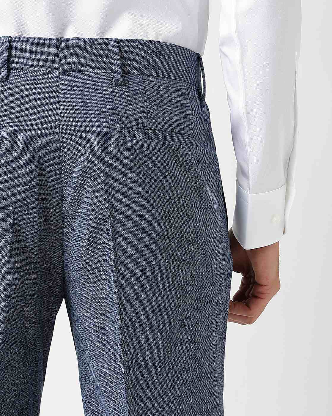Luxe Slim Comfort B-95 Formal Grey Check Trouser - Norm