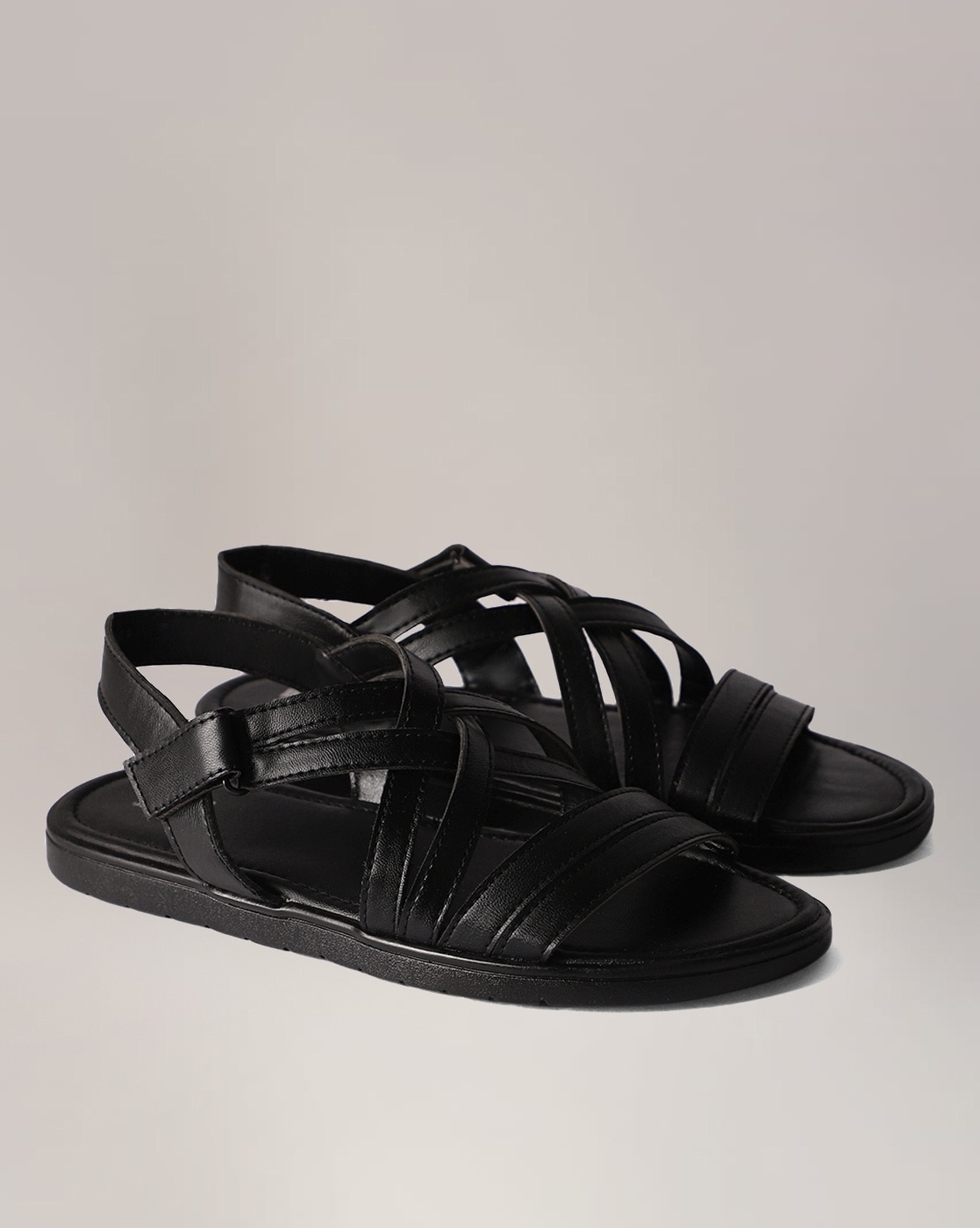 Buy Sloana Black Strappy Flat Sandals | Sandals | Rag & Co United States