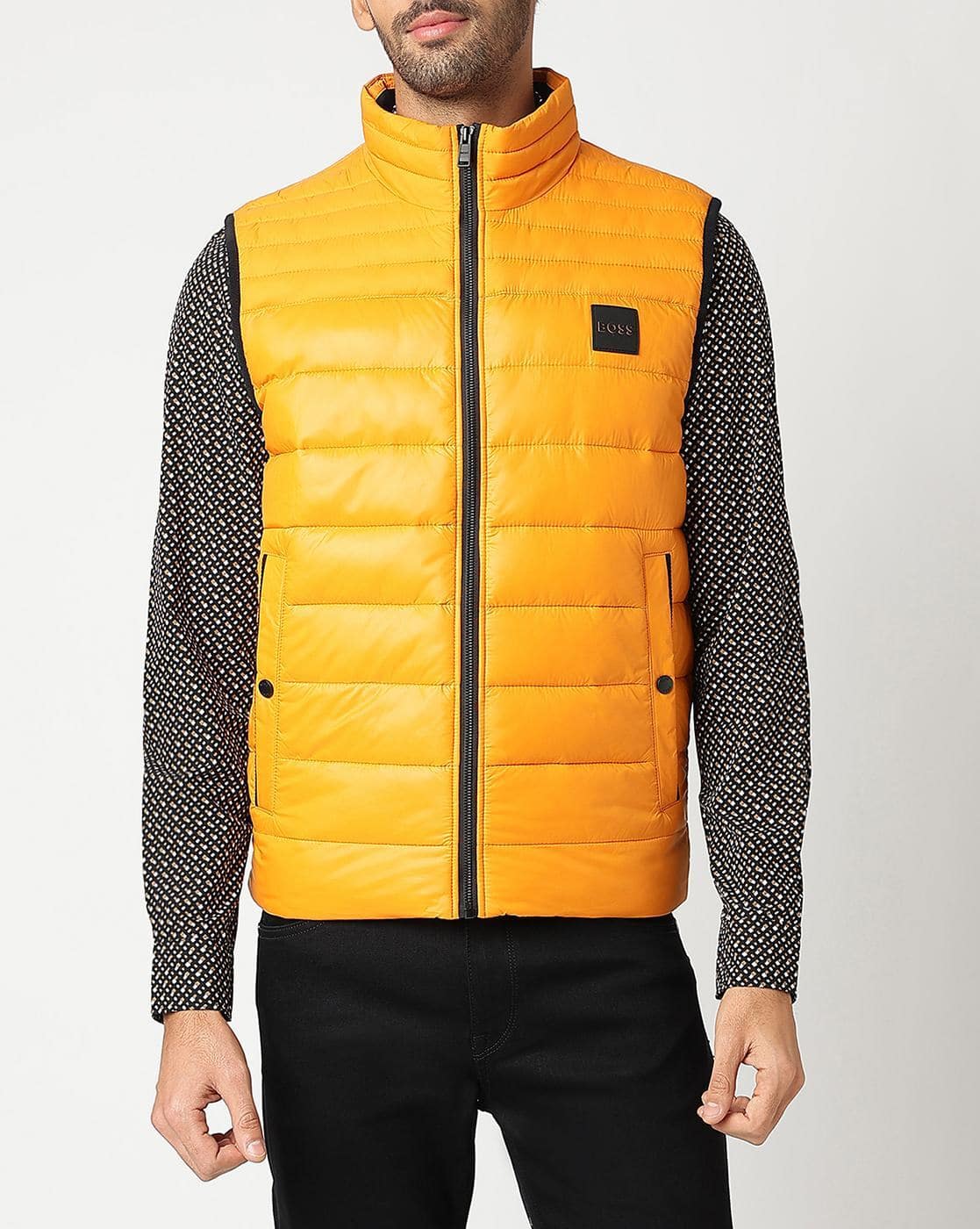Buy BOSS Water Repellent Regular Fit Padded Gillet Yellow Color