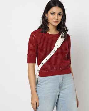 The Original Lucky Brand Pullover Sweater Crew Neck Red Wine