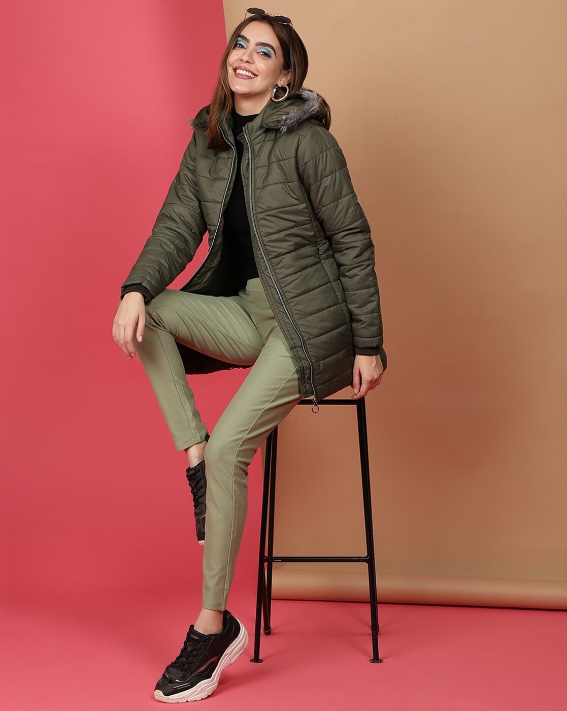 Buy Olive Green Jackets & Coats for Women by FREEHAND Online