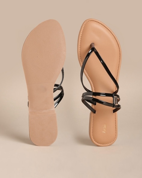 Buy Black Flat Sandals for Women by Acai Online Ajio