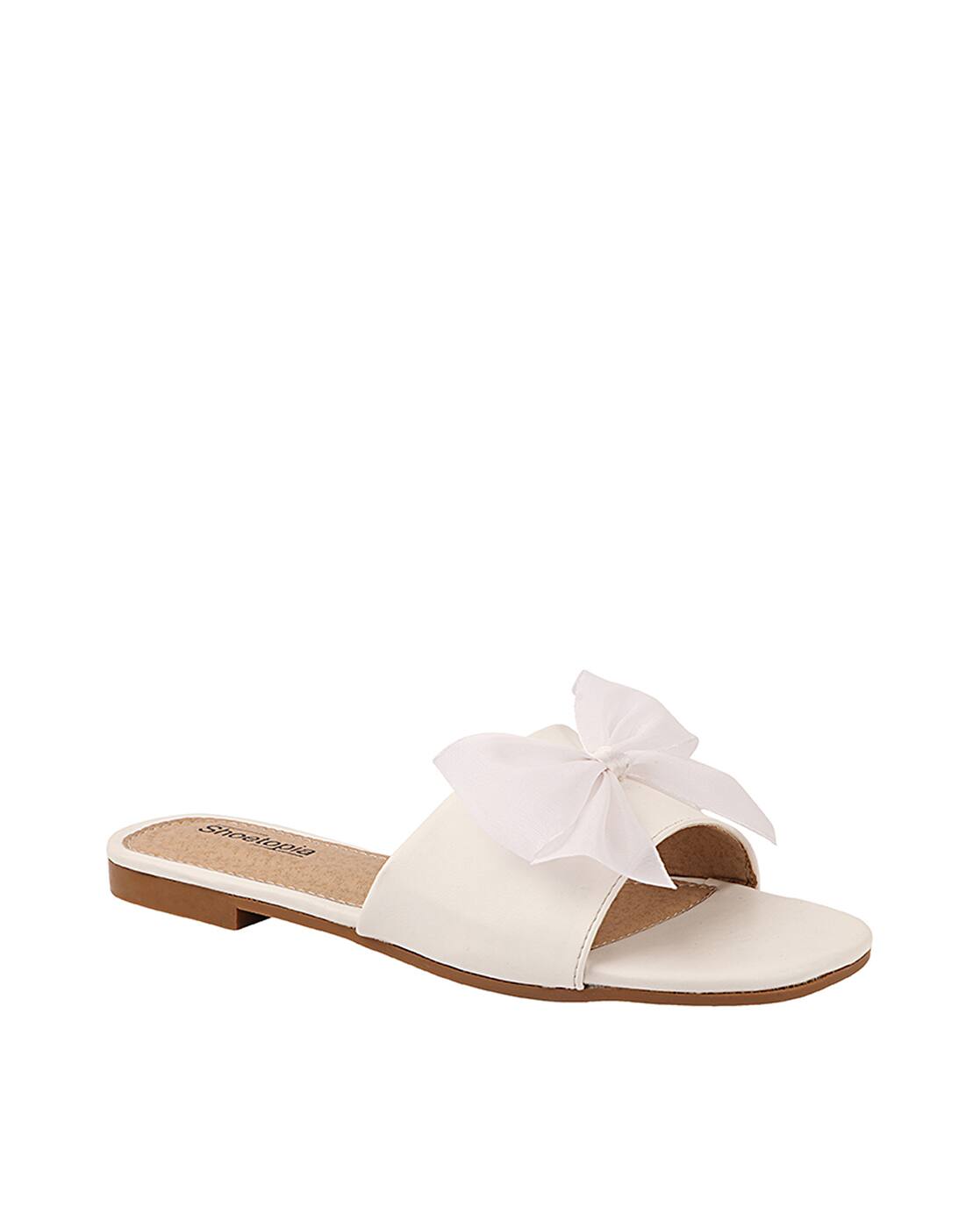 Buy White Flat Sandals for Women by Shoetopia Online | Ajio.com