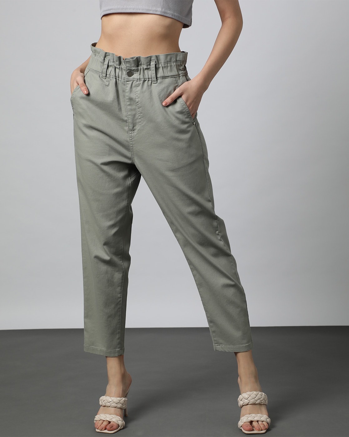 Buy Olive AnkleLength Trousers Online  RK India Store View