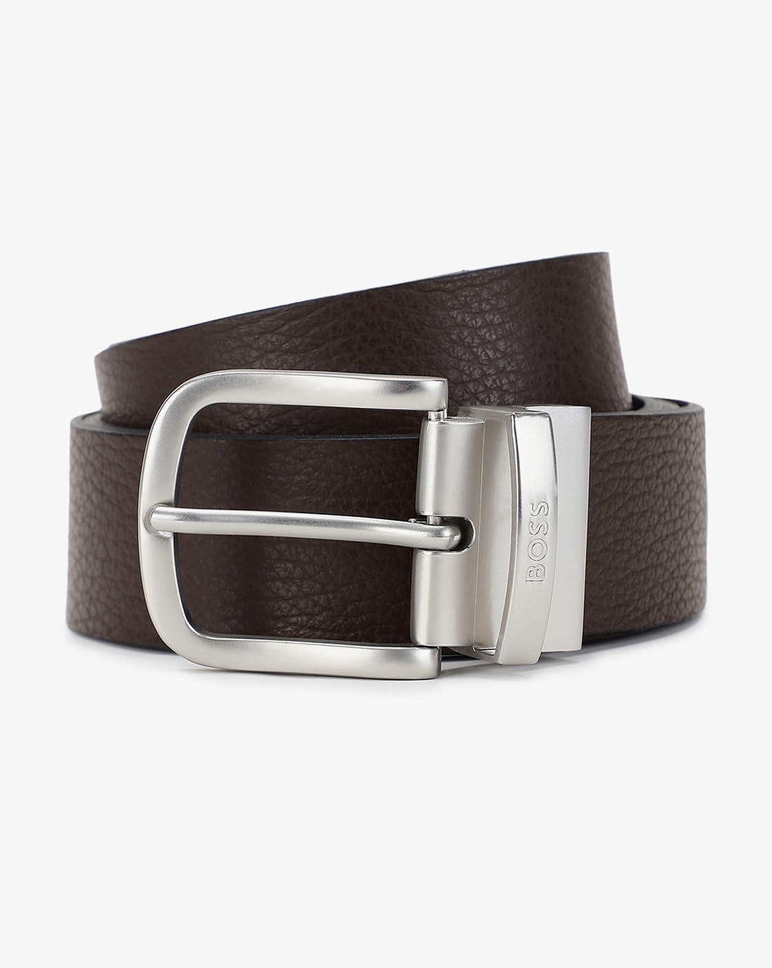 BOSS - Suede belt with squared buckle and engraved logo