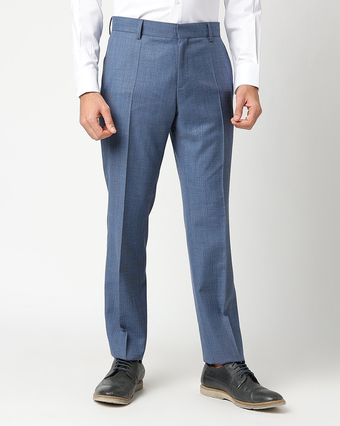 Linen suit trousers Slim Fit  Light blue marl  Men  HM IN